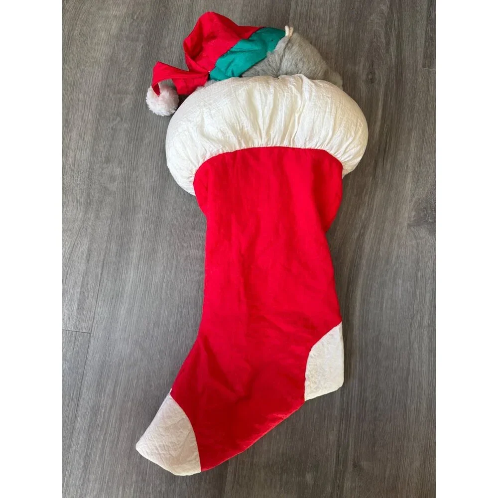 Vtg‎ 1992 Good Stuff Nylon Parachute  Bear Christmas Stocking